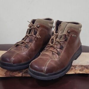 Brown Leather Waterproof Lace-Up Ankle Boots - Women